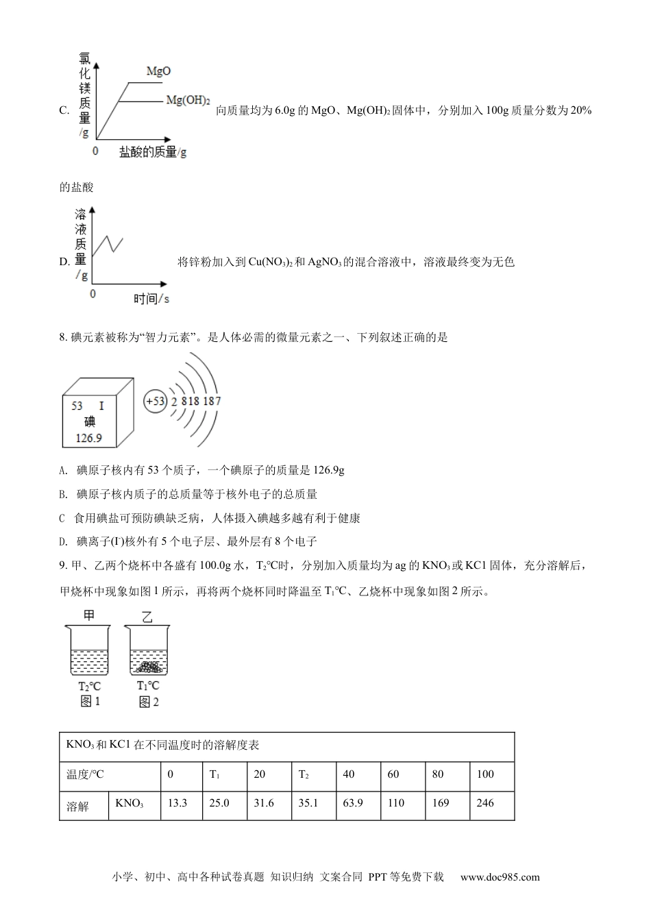 【中考历年真题】精品解析：2022年黑龙江省大庆市中考化学真题（原卷版）.docx