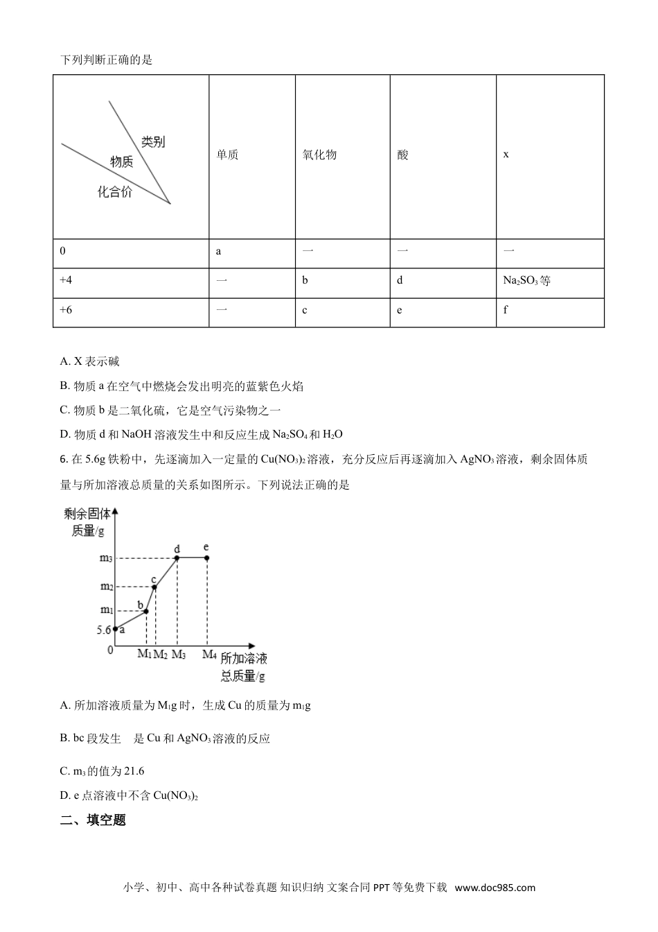 【中考历年真题】浙江省宁波市2021年中考化学试题（原卷版）.doc