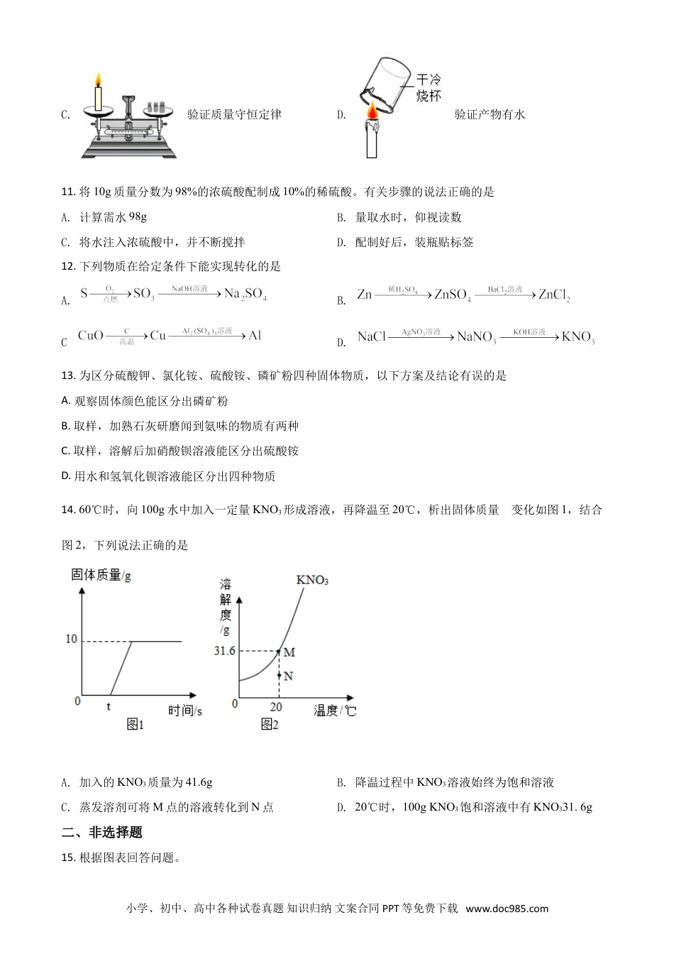 【中考历年真题】四川省成都市2021年中考化学试题（原卷版）.doc