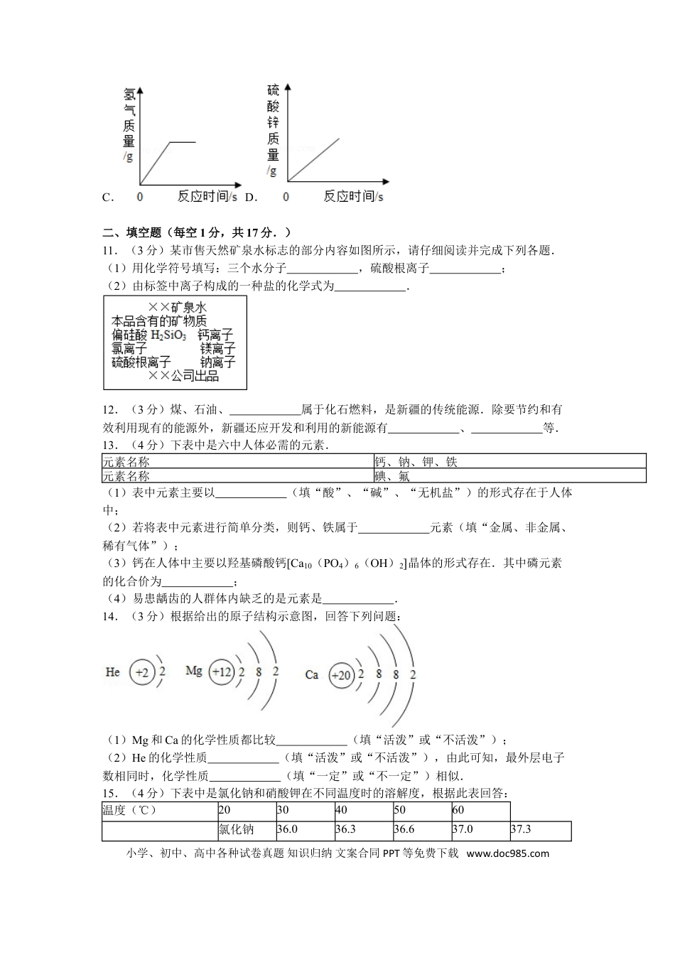 【中考历年真题】2012年新疆自治区、生产建设兵团中考化学试卷及解析.doc