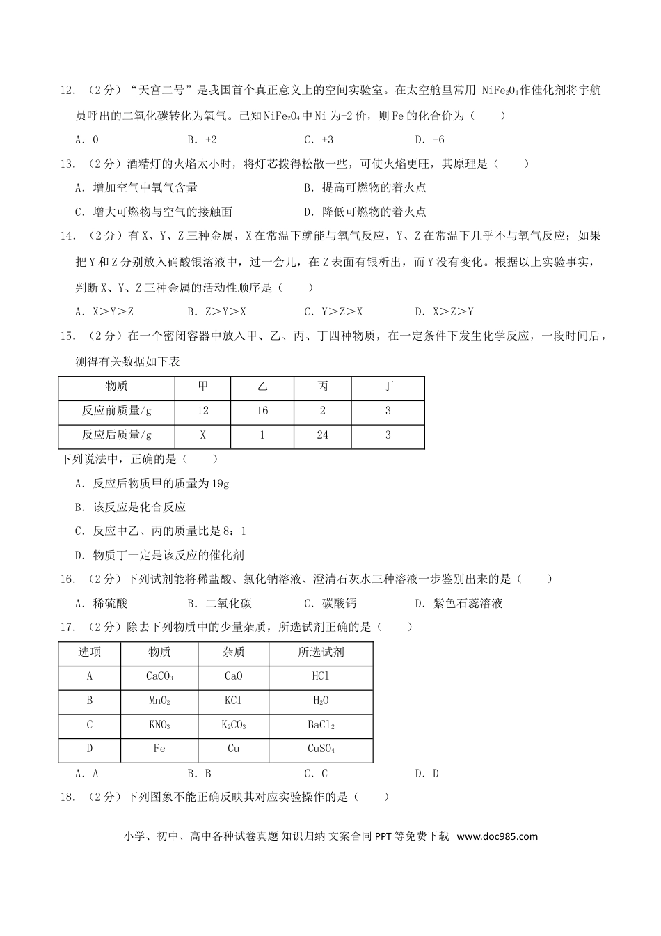【中考历年真题】2018年西藏中考化学试题及解析.doc