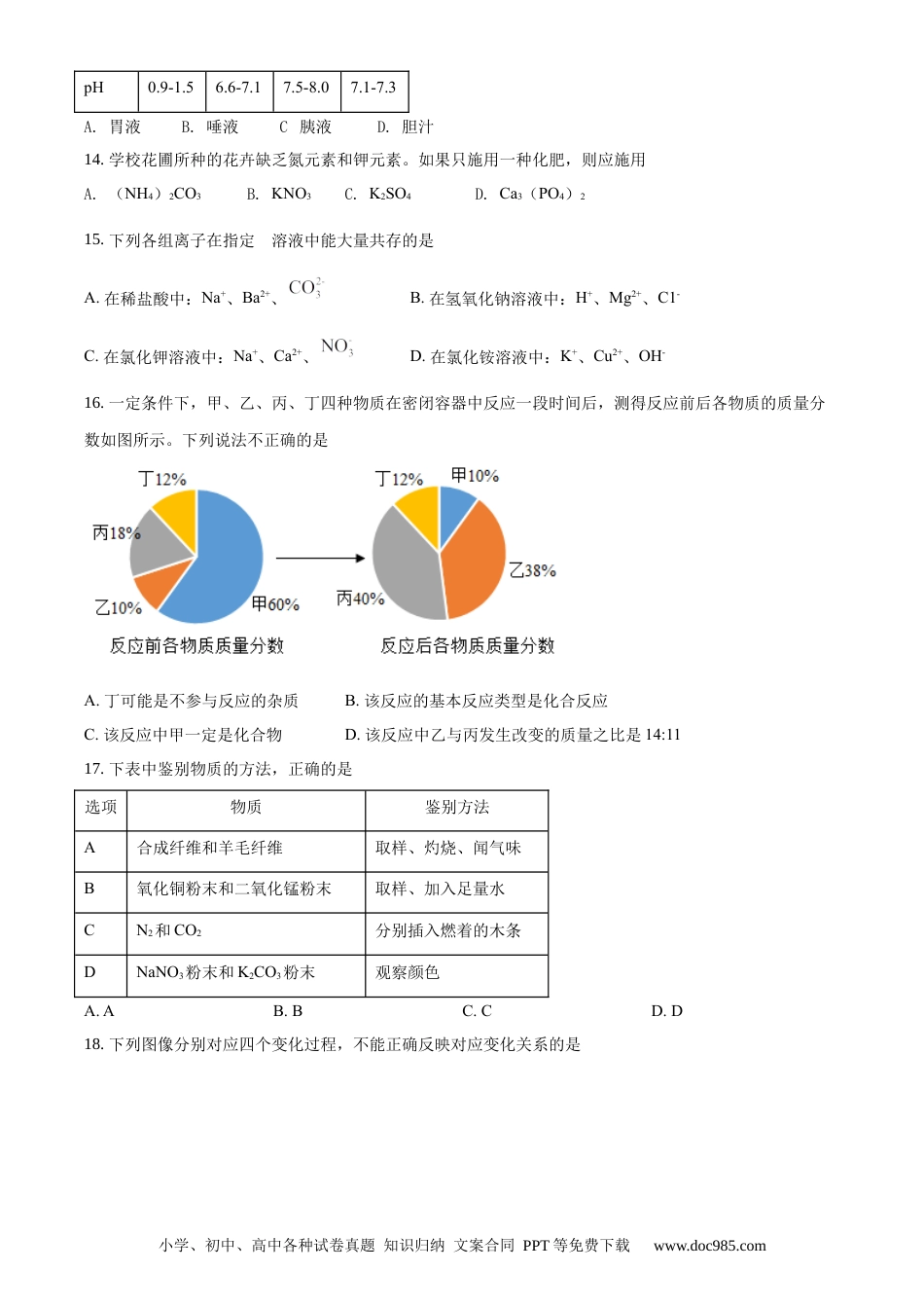 【中考历年真题】2020年西藏自治区中考化学真题.docx
