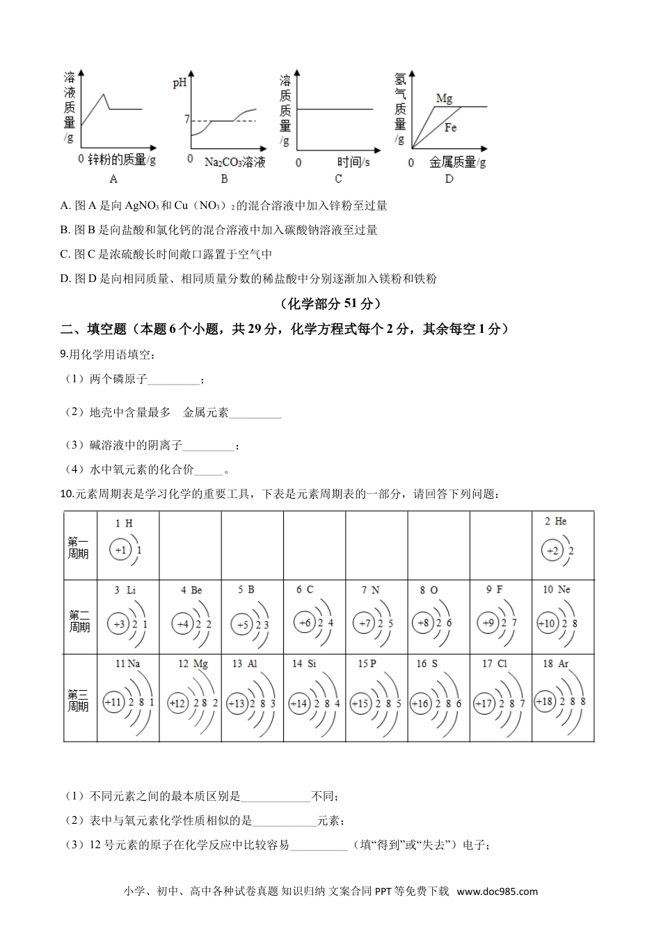 【中考历年真题】精品解析：四川省达州市2020年中考化学试题（原卷版）.doc