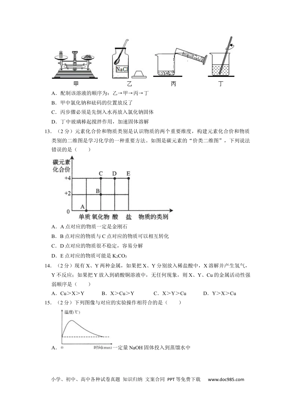 【中考历年真题】2022年四川省自贡市中考化学试卷（含解析版） (1).docx