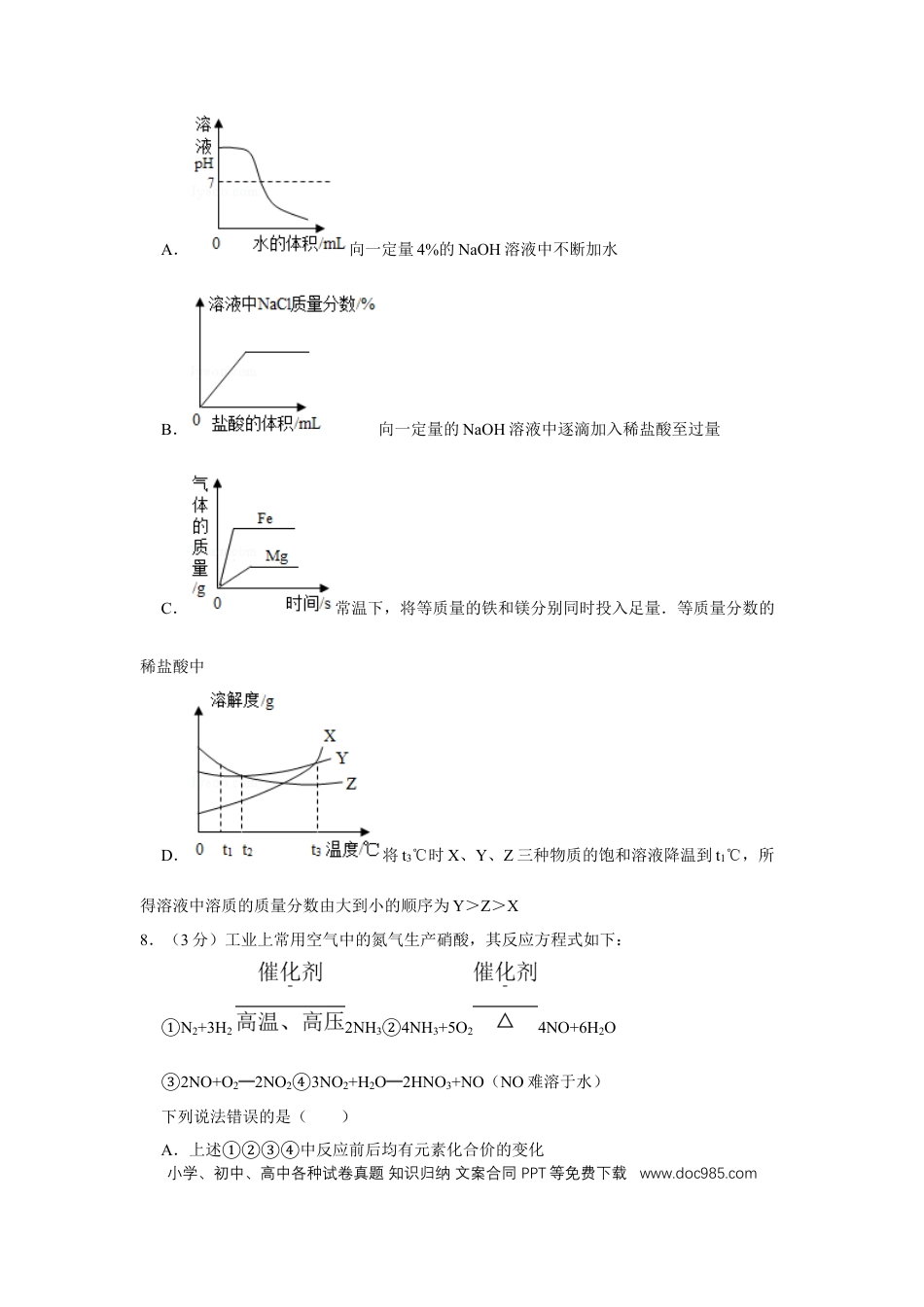 【中考历年真题】2017年四川省绵阳市中考化学试卷（学生版）  .doc