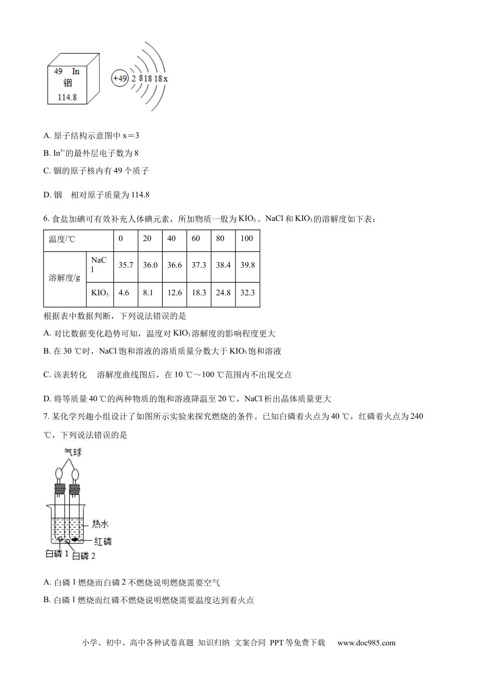 【中考历年真题】精品解析：2022年四川省绵阳市中考化学真题（原卷版） (1).docx