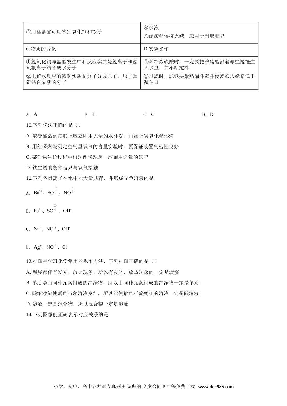 【中考历年真题】精品解析：黑龙江省齐齐哈尔、大兴安岭地区、黑河市2020年中考化学试题（原卷版）.doc