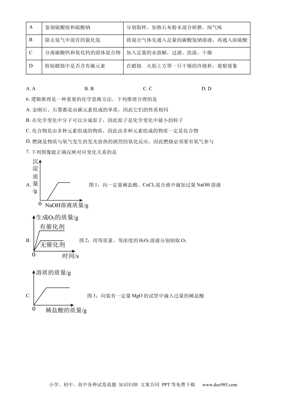 【中考历年真题】精品解析：2024年四川省广元市中考化学真题（原卷版） (1).docx