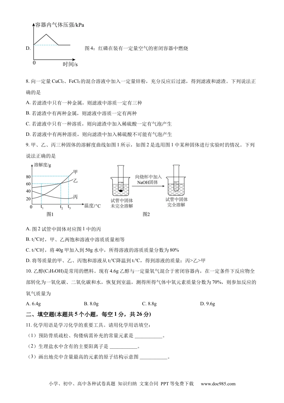 【中考历年真题】精品解析：2024年四川省广元市中考化学真题（原卷版） (1).docx