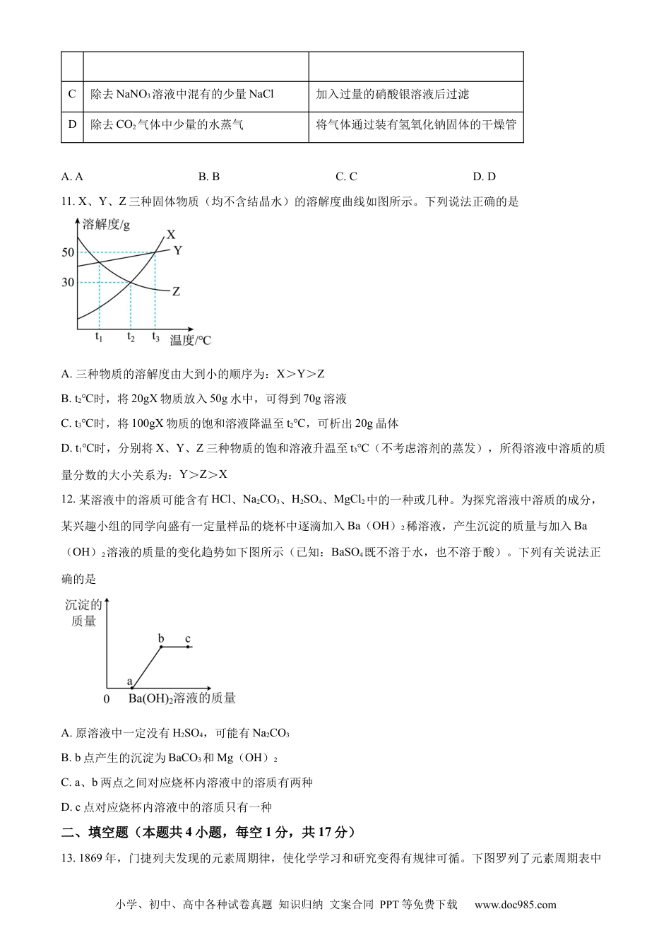 【中考历年真题】精品解析：2023年四川省广安市中考化学真题（原卷版） (1).docx