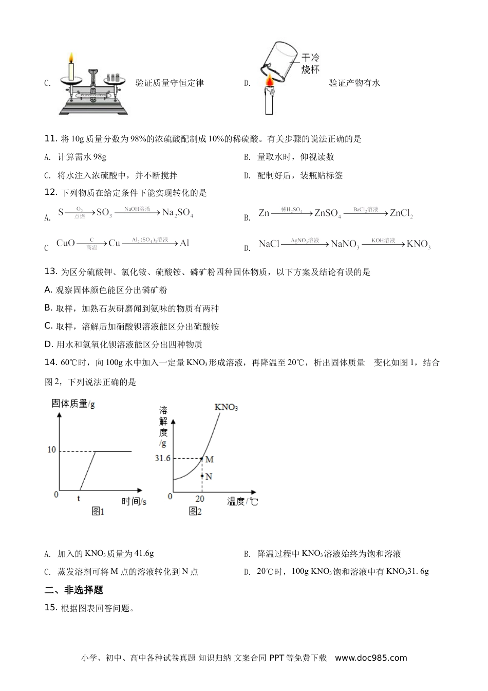 【中考历年真题】精品解析：四川省成都市2021年中考化学试题（原卷版）.doc