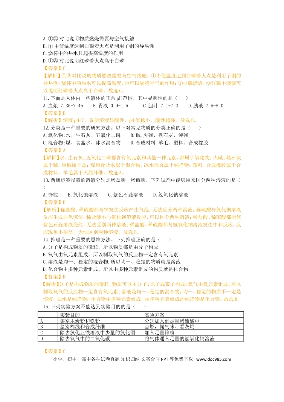 【中考历年真题】山东省德州市2019年中考化学真题试题（含解析）.doc