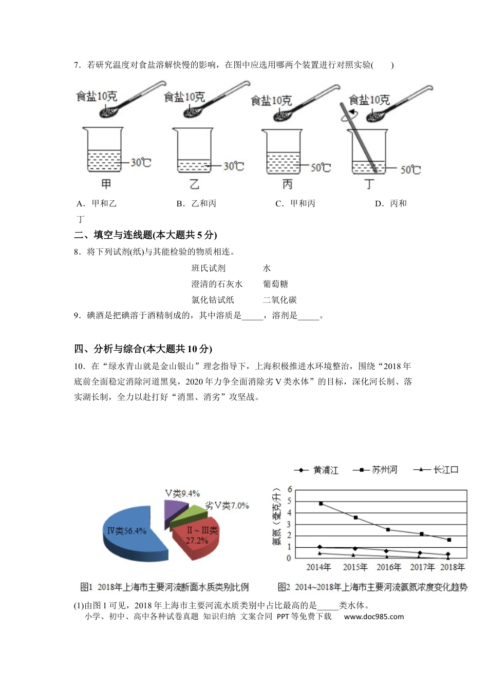【中考历年真题】2020年上海市初中毕业统一学业考试 化学试卷及答案.docx