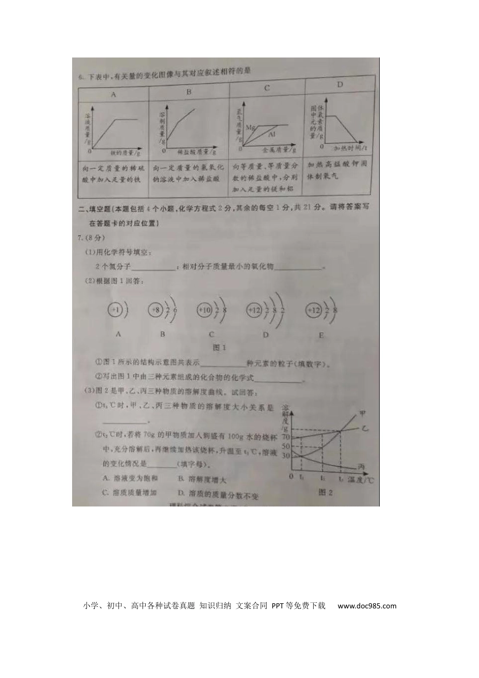 【中考历年真题】内蒙古包头市2019年中考化学真题试题（扫描版）.docx