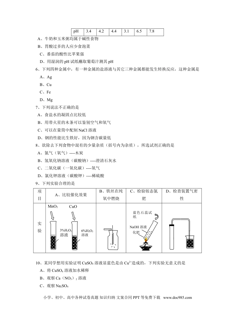 【中考历年真题】2009年山西省中考化学试题(word版含答案).doc