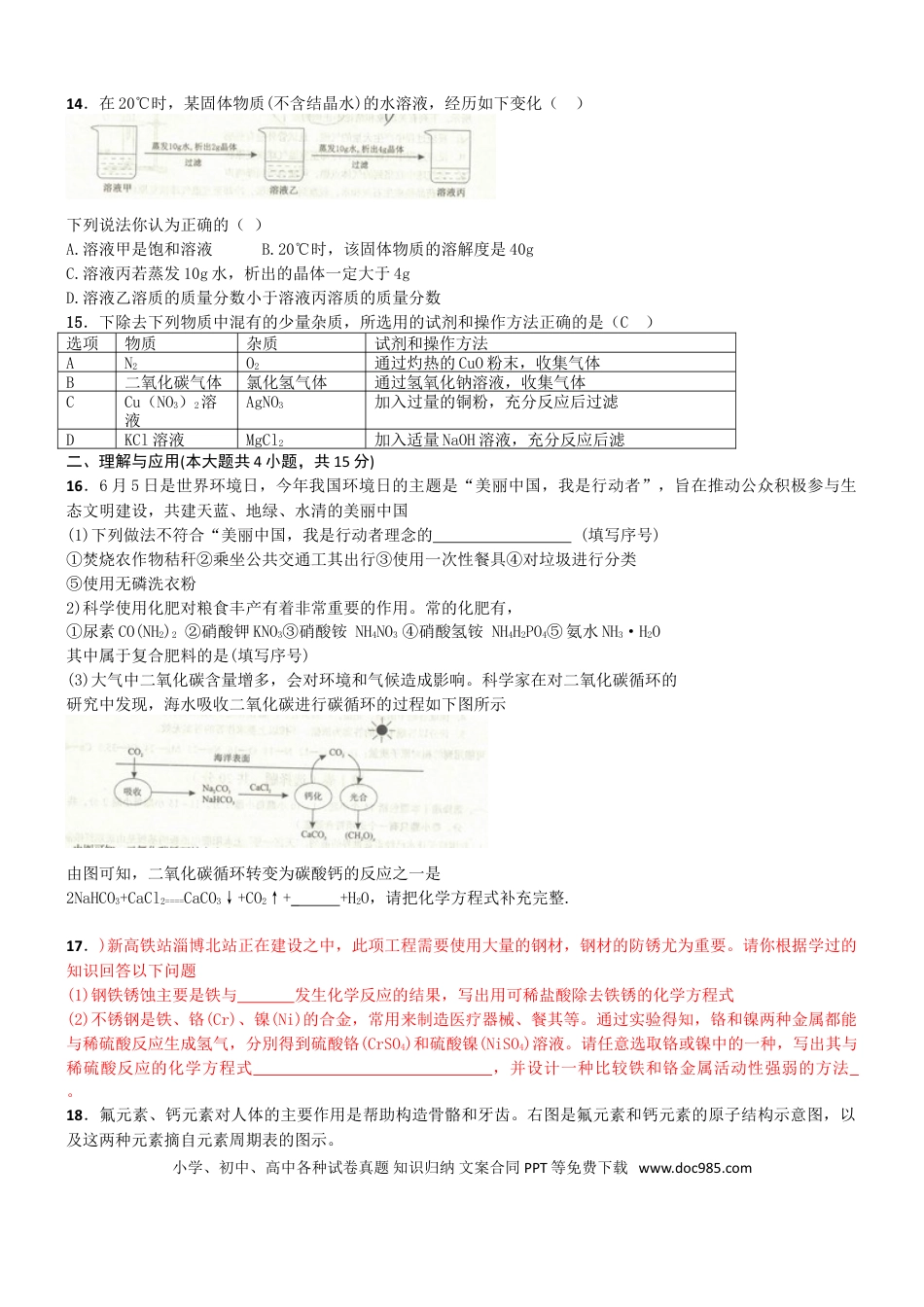 【中考历年真题】2018年淄博市化学中考试题及答案.doc