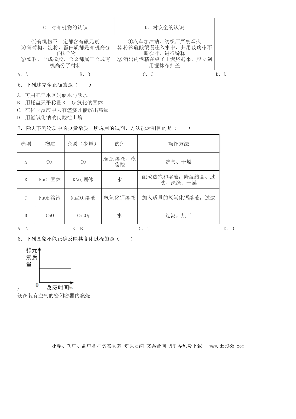 【中考历年真题】黑龙江省大庆市2019年中考化学真题试题.doc