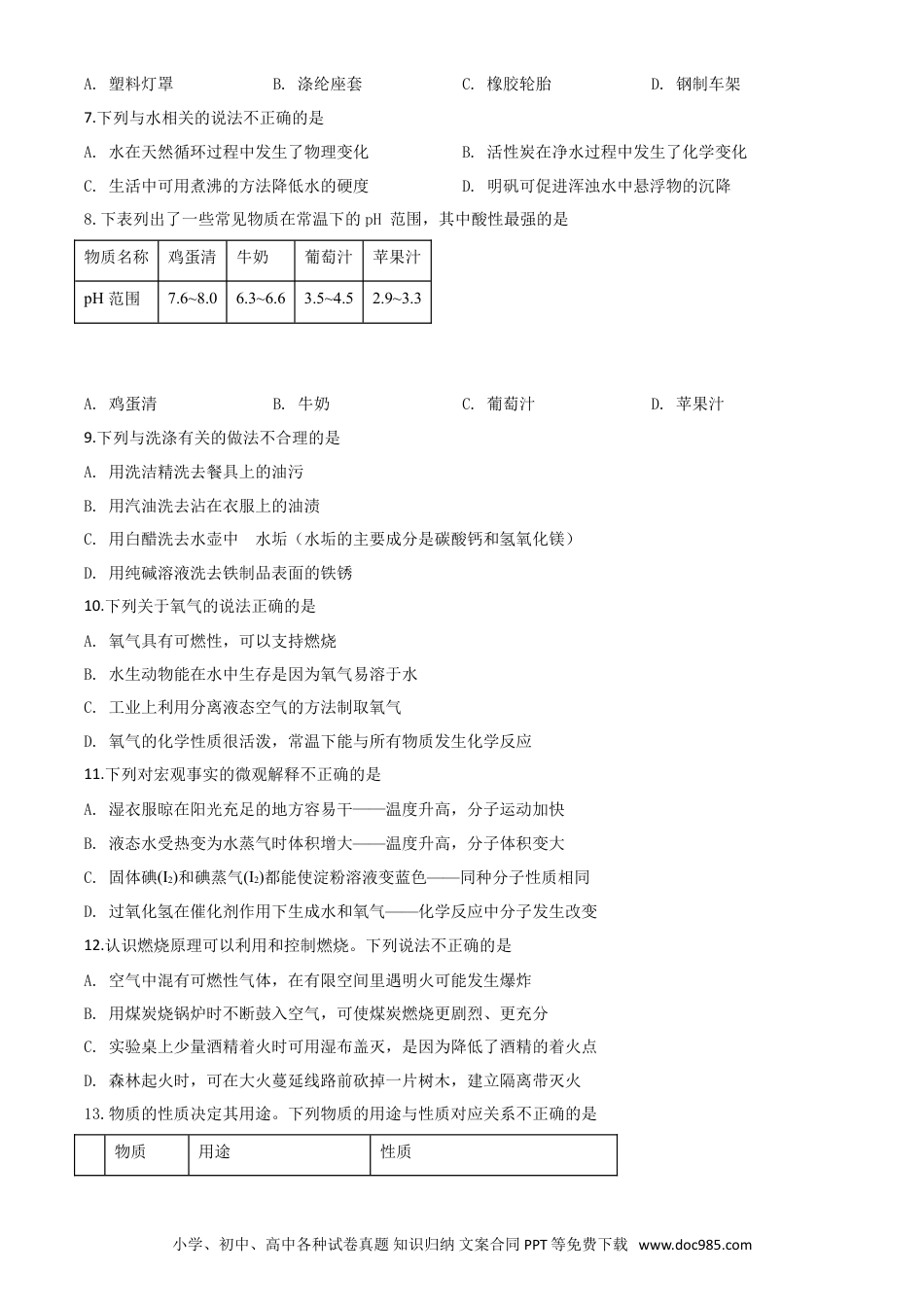 【中考历年真题】精品解析：山东省青岛市2019年中考化学试题（原卷版）.doc