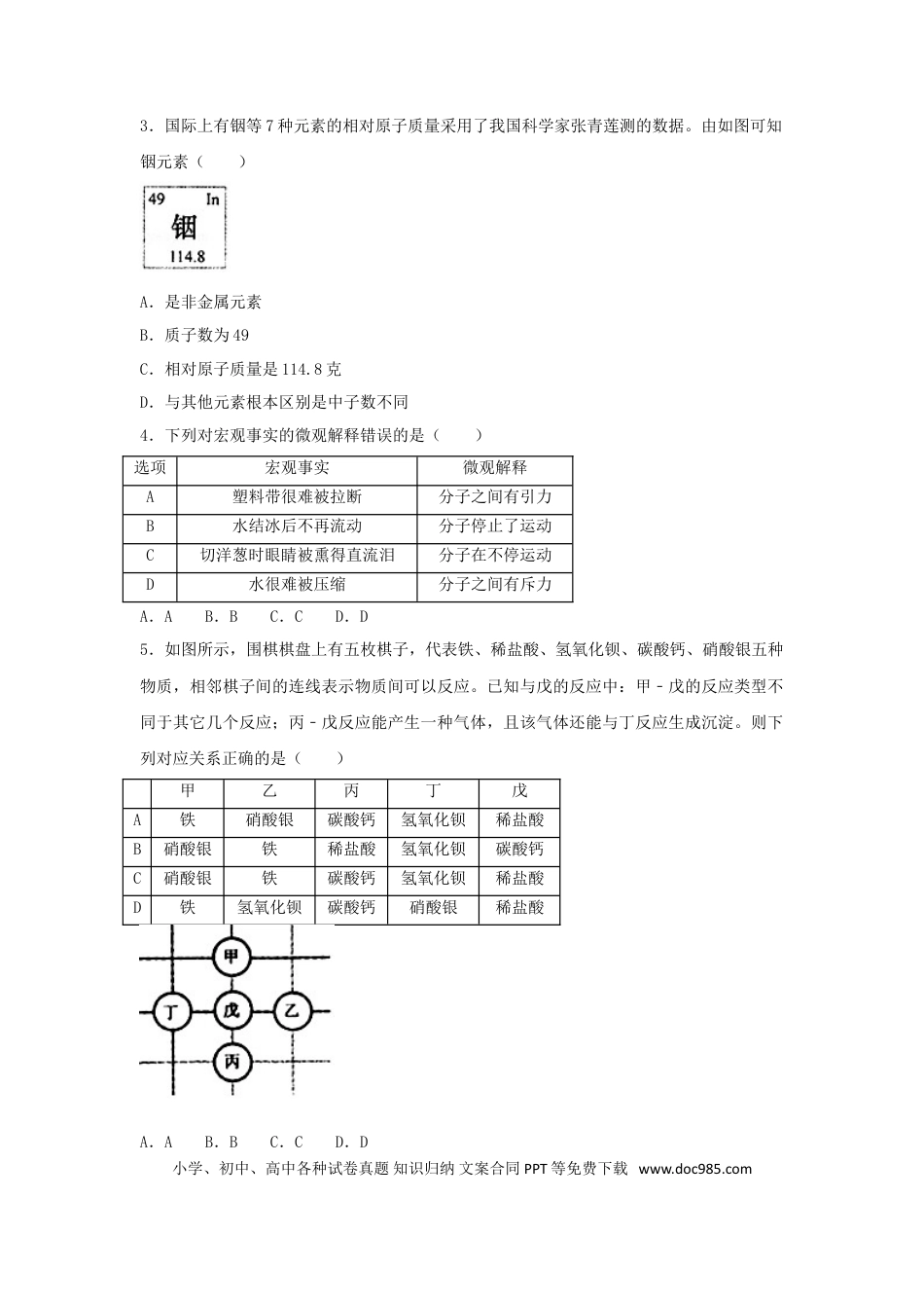 【中考历年真题】浙江省义乌市2018年中考化学真题试题（含解析）.doc