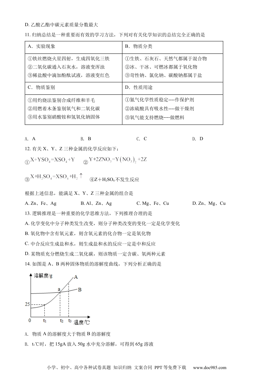 【中考历年真题】精品解析：山东省聊城市2021年中考化学试题（原卷版）.docx