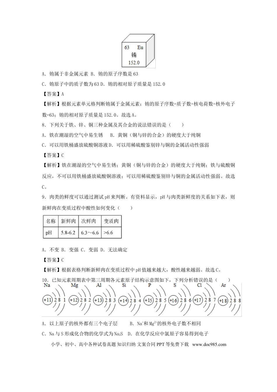 【中考历年真题】四川省自贡市2018年中考化学真题试题（含解析）.doc