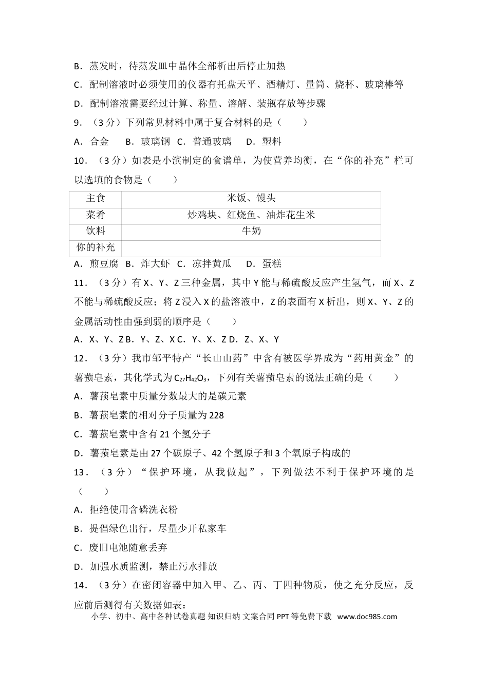 【中考历年真题】2017年滨州市中考化学试卷及解析.doc