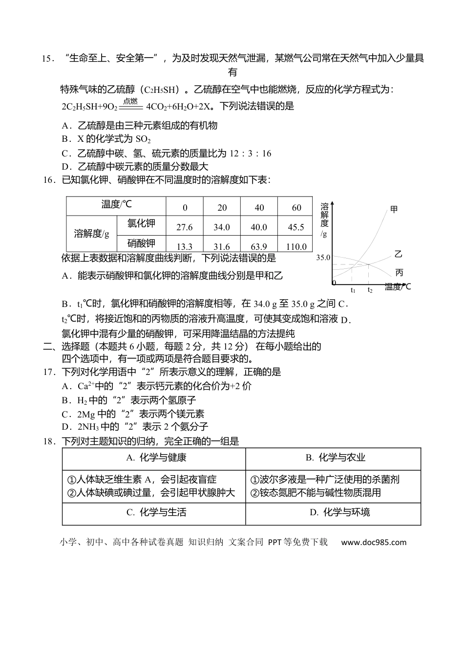 【中考历年真题】2018年山东省青岛市中考化学试题及答案.docx