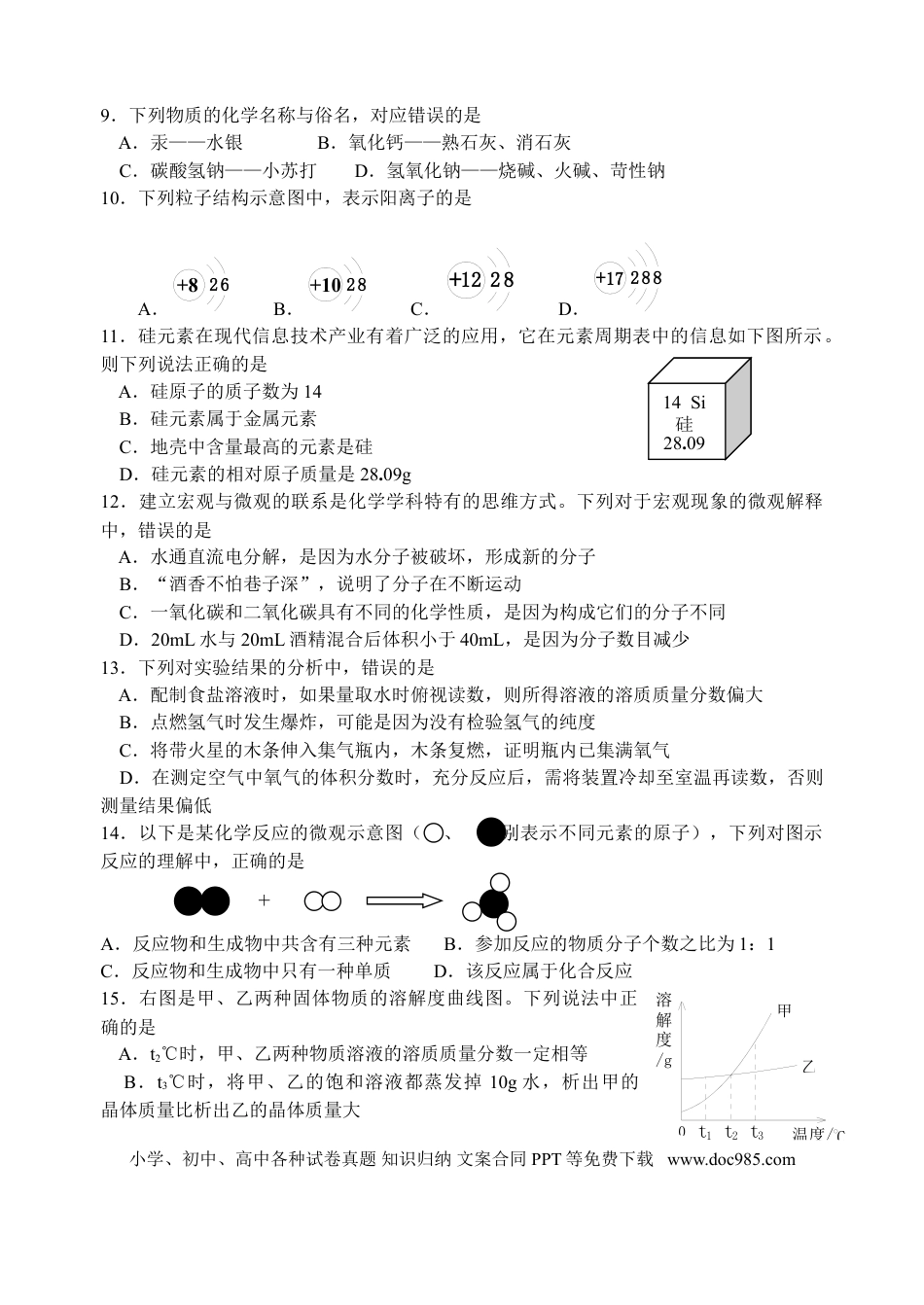 【中考历年真题】2012年山东省青岛市中考化学试题及答案.doc