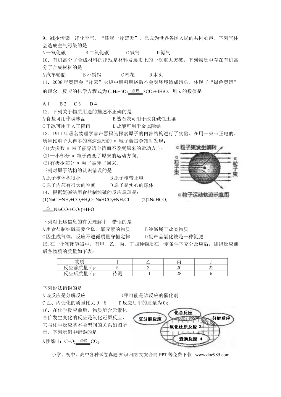 【中考历年真题】2008年山东省青岛市中考化学试题及答案.doc