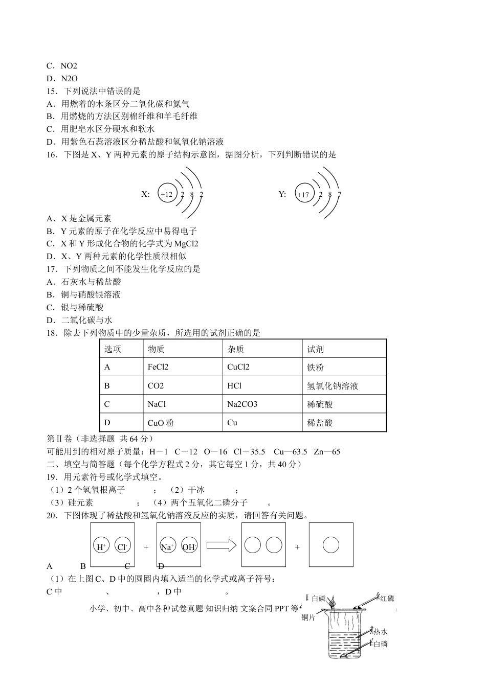 【中考历年真题】2015年山东省临沂市中考化学试题及答案.doc