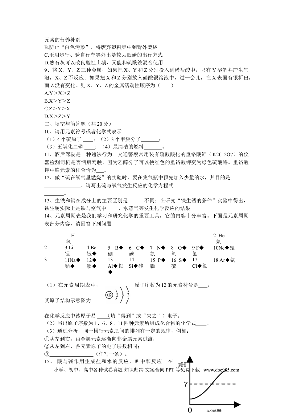 【中考历年真题】2010年山东省临沂市中考化学试题及答案.doc