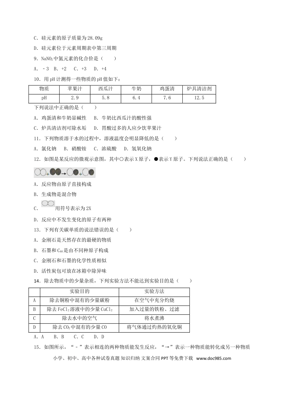 【中考历年真题】湖北省宜昌市2018年中考化学真题试题（含解析）.doc