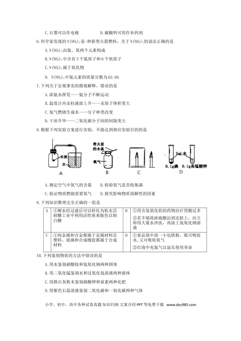 【中考历年真题】黑龙江省齐齐哈尔市2018年中考化学真题试题（含答案）.doc