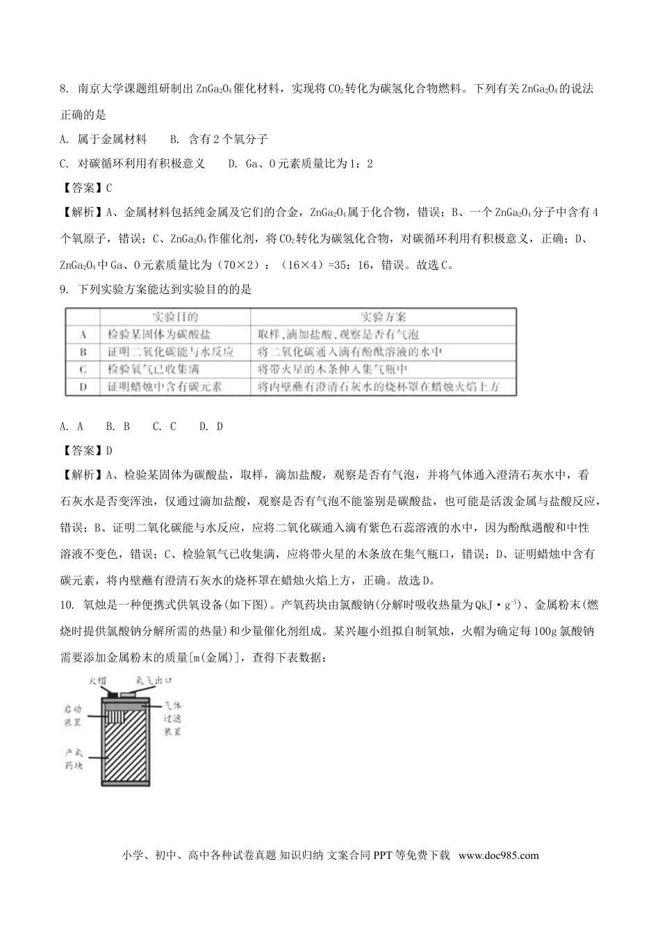 【中考历年真题】福建省2018年中考化学真题试题（含解析）.doc