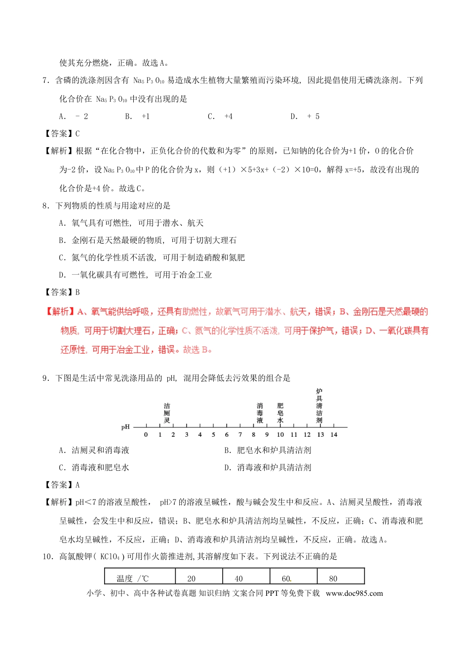 【中考历年真题】四川省雅安市2017年中考化学真题试题（含解析）.doc