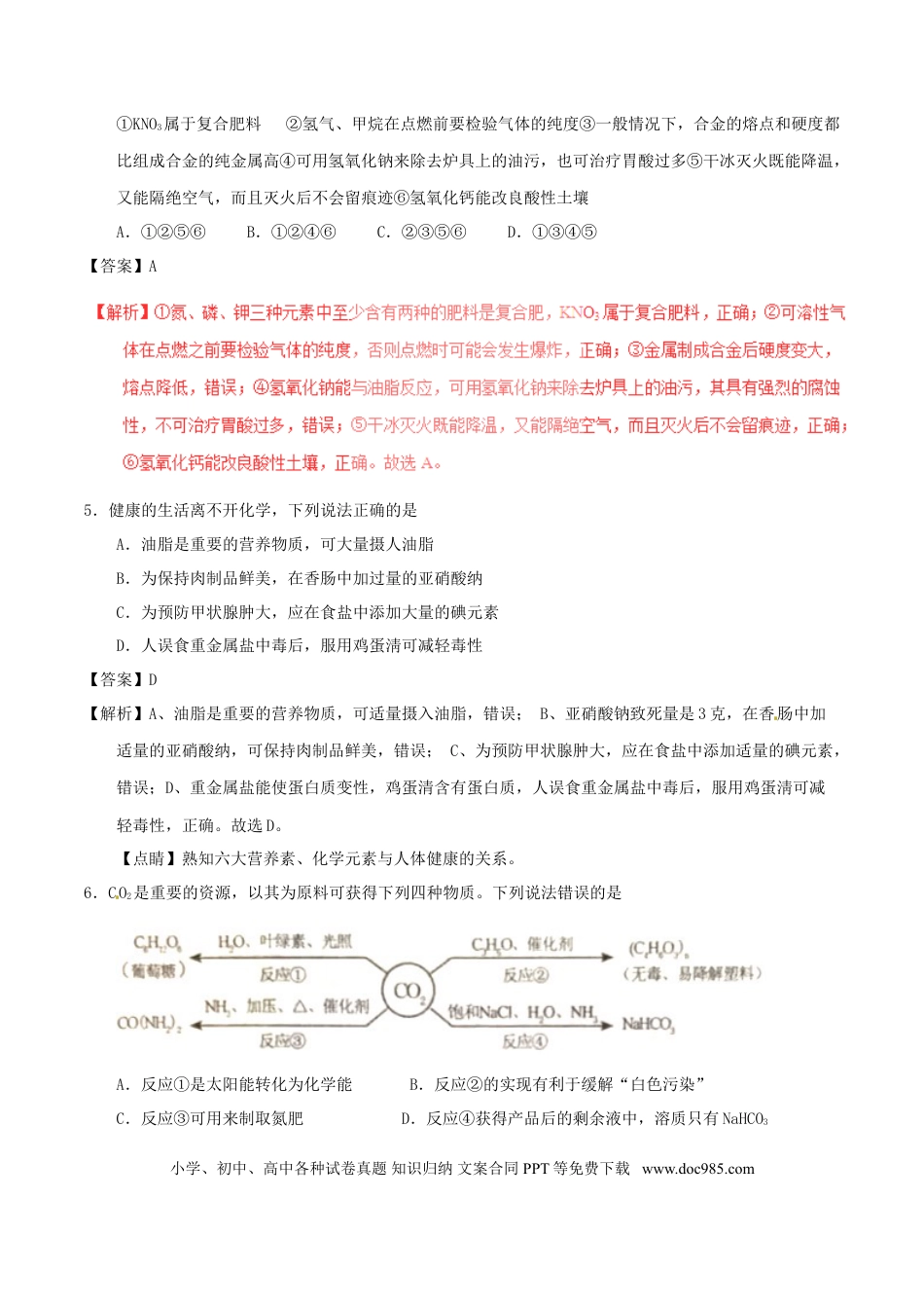 【中考历年真题】山东省泰安市2017年中考化学真题试题（含解析）.doc