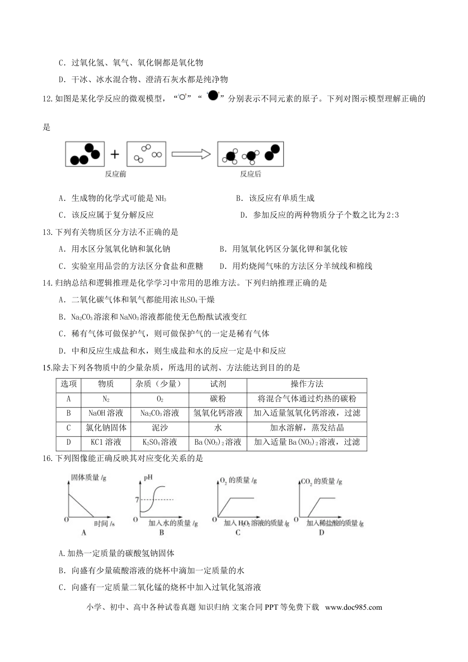 【中考历年真题】山东省聊城市2017年中考化学真题试题（含答案）.doc
