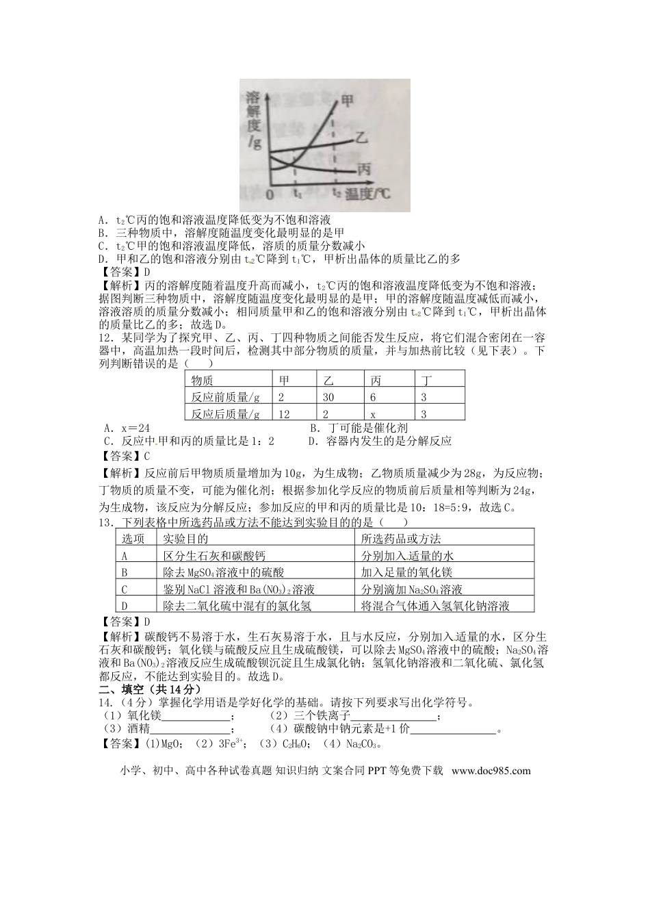 【中考历年真题】宁夏2017年中考化学真题试题（含解析）.doc
