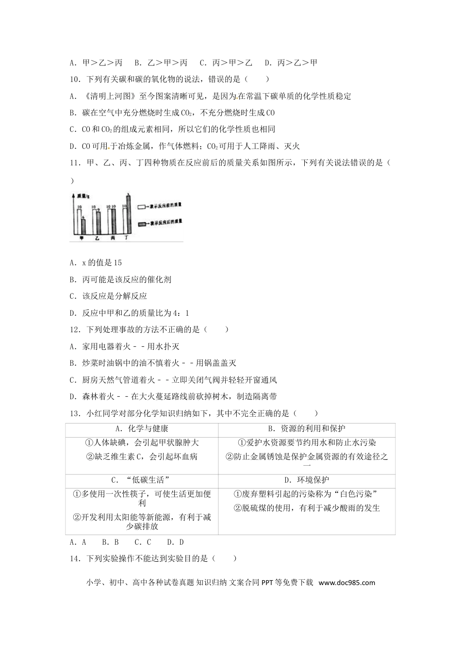 【中考历年真题】湖南省娄底市2017年中考理综（化学部分）真题试题（含解析）.doc