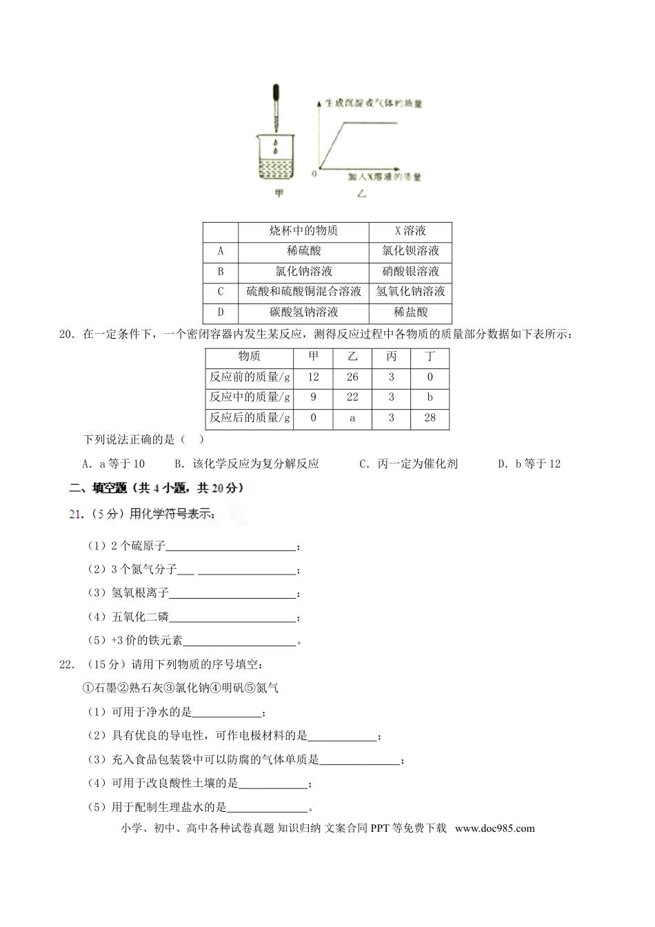 【中考历年真题】湖南省郴州市2017年中考化学真题试题（含扫描答案）.doc