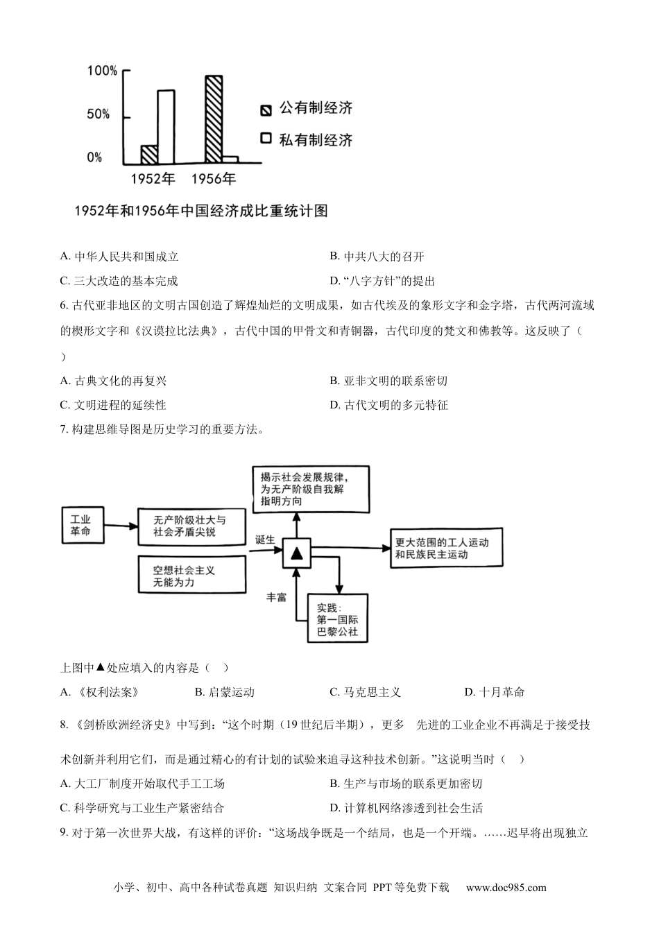 【中考历年真题】精品解析：2023年四川省泸州市中考历史真题（原卷版）.docx