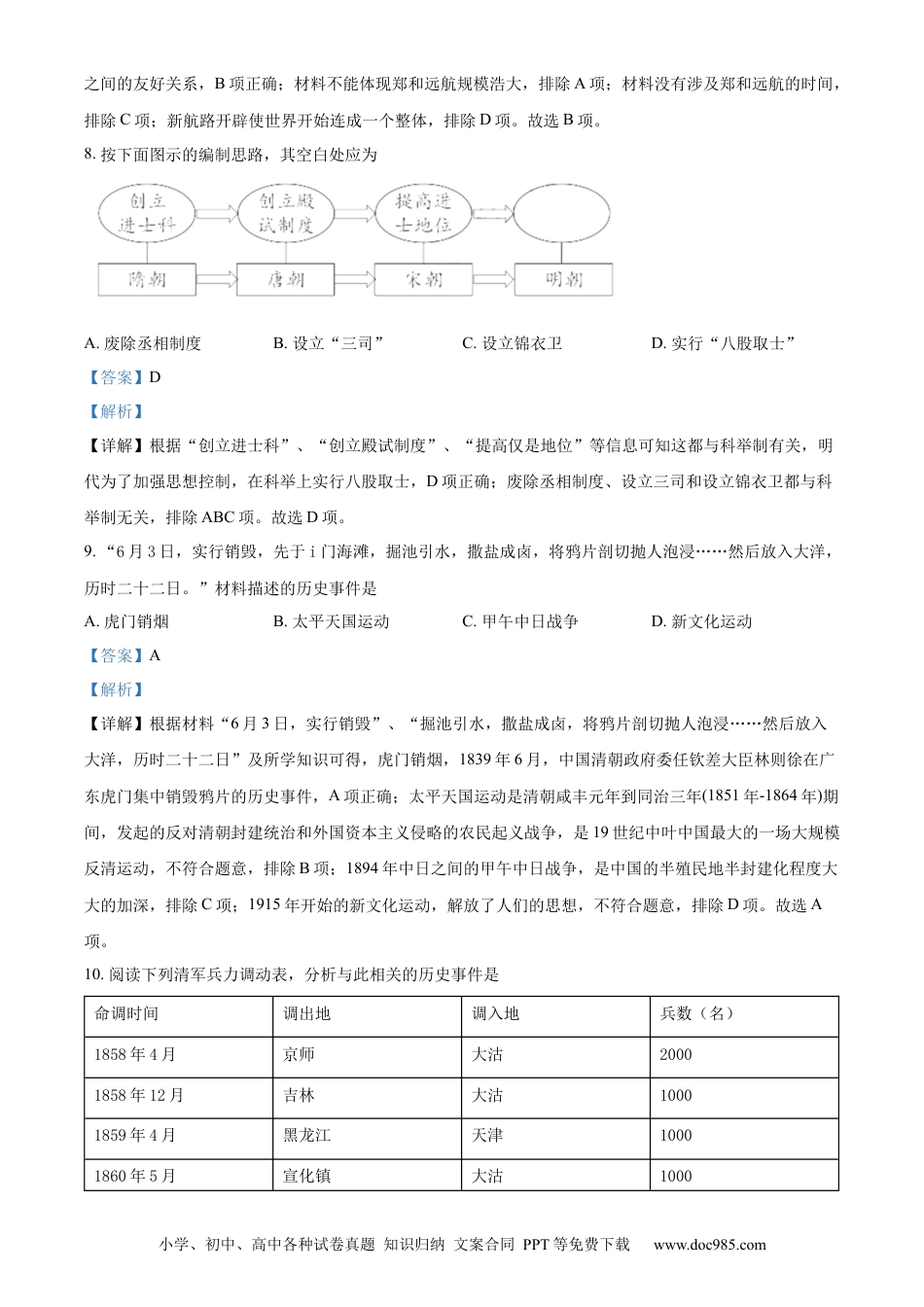【中考历年真题】精品解析：2022年江西省中考历史真题（解析版）.docx