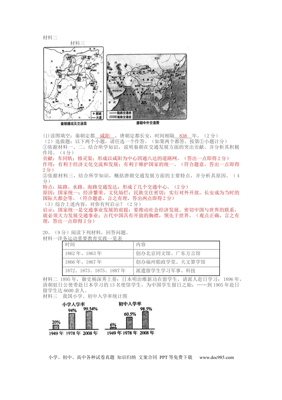 【中考历年真题】2010年陕西省中考历史试题及答案.docx