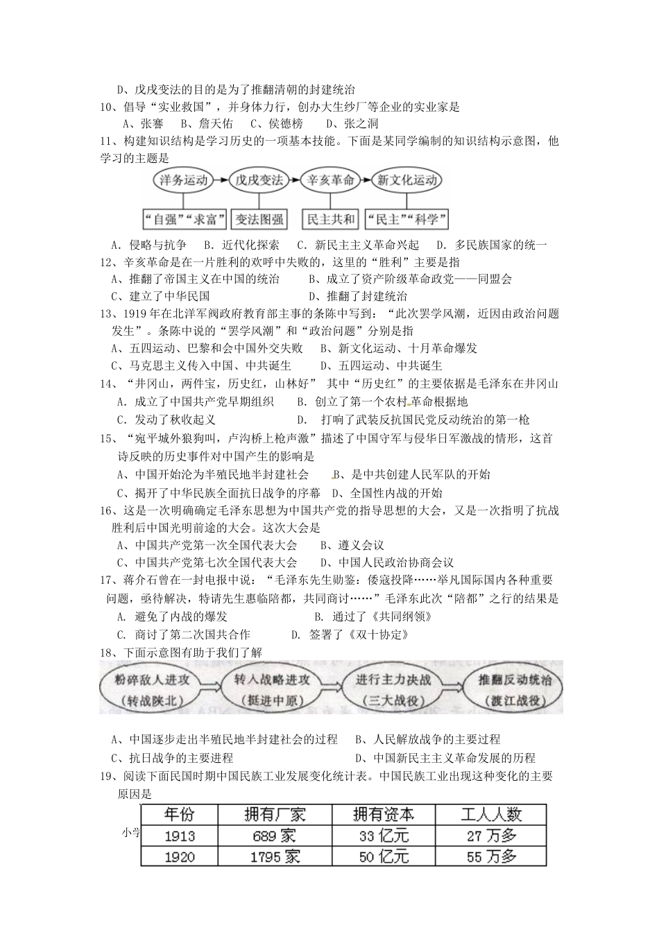 【中考历年真题】山东省泰安市2015年中考历史真题试题（含扫描答案）.doc