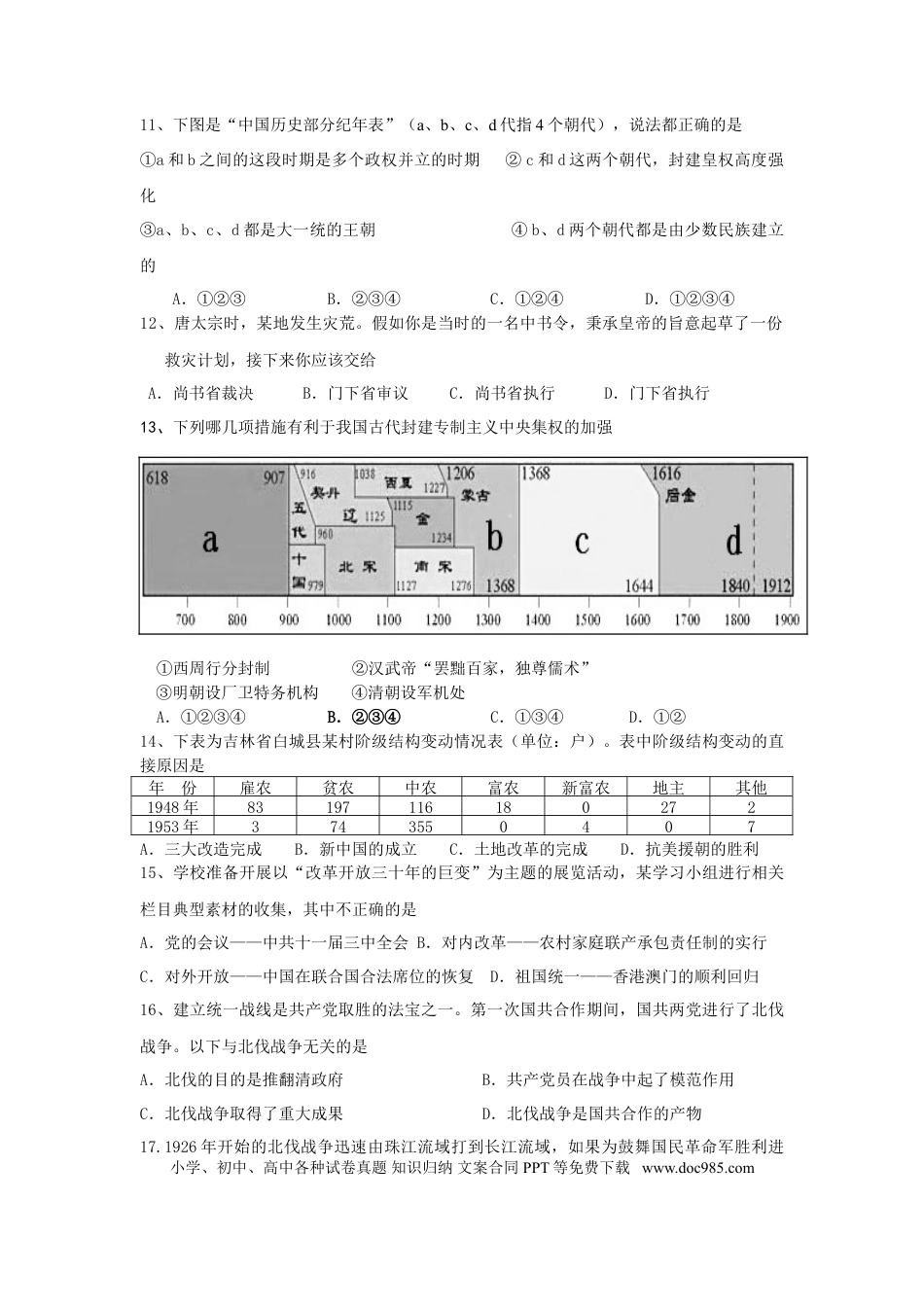 【中考历年真题】2014年深圳市中考历史试卷及答案.doc