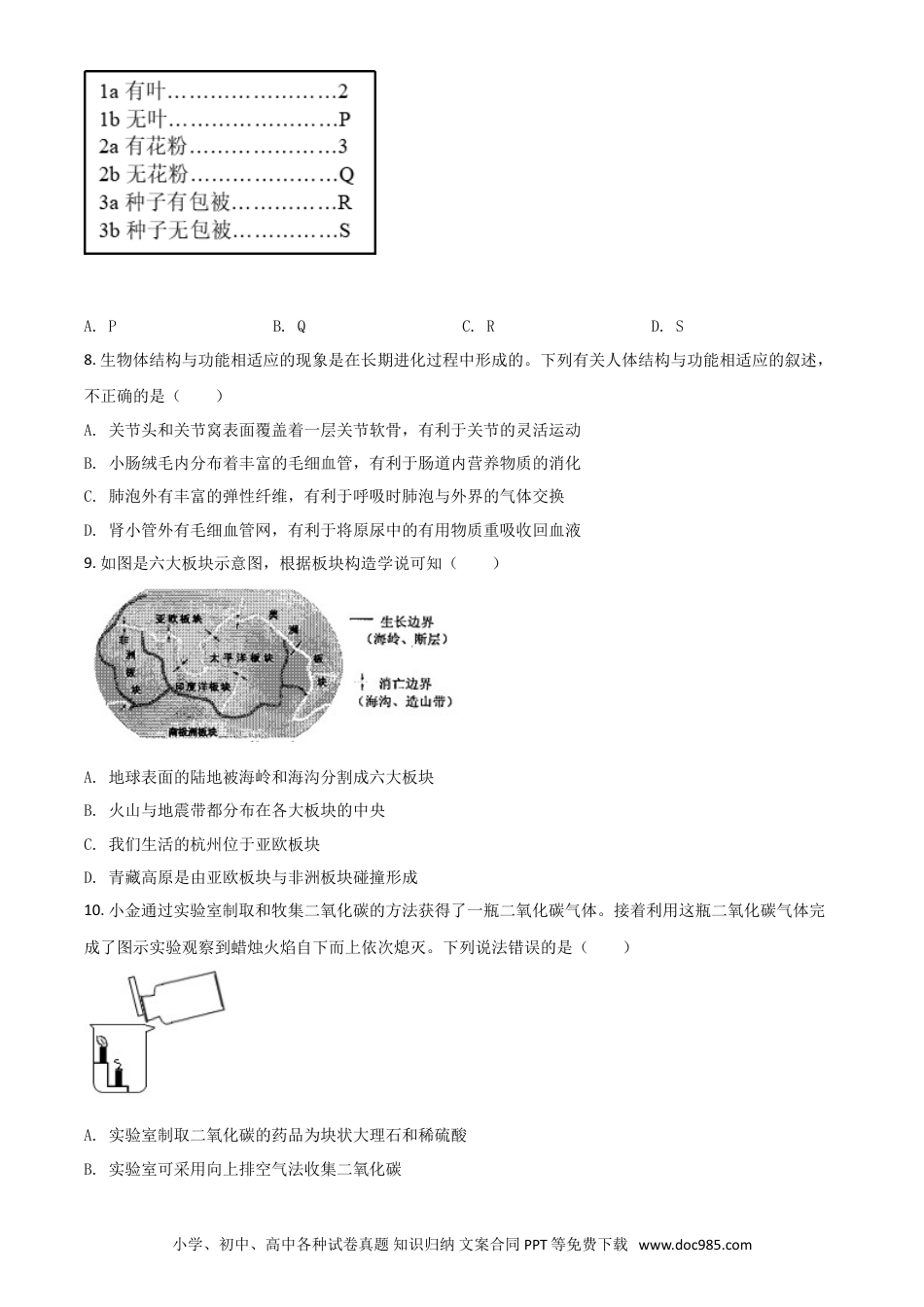 【中考历年真题】精品解析：浙江省杭州市2020年中考科学试题（原卷版）.doc
