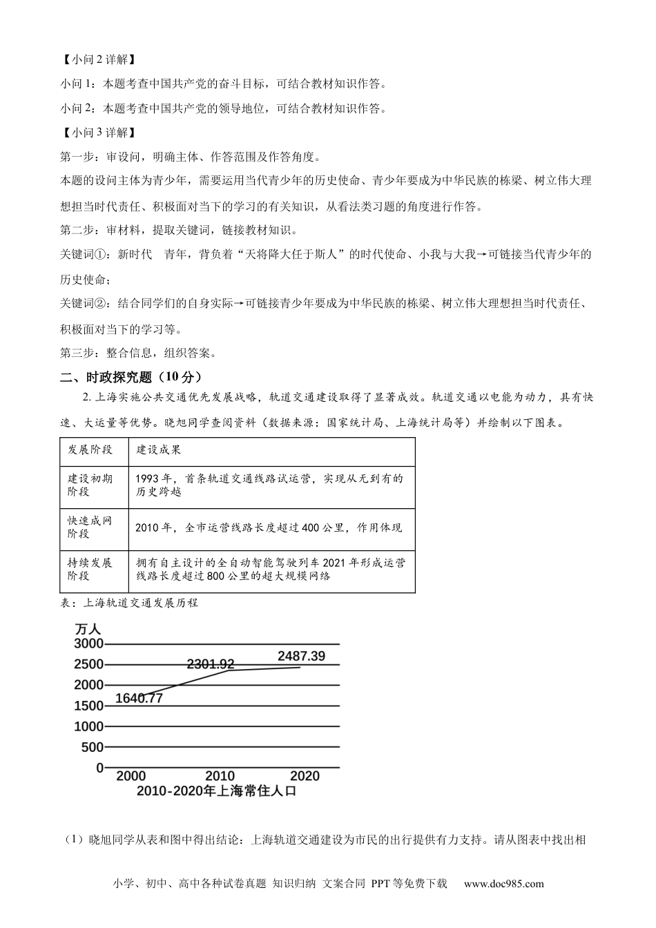 【中考历年真题】精品解析：2024年上海市中考道德与法治真题（回忆版）（解析版）.docx