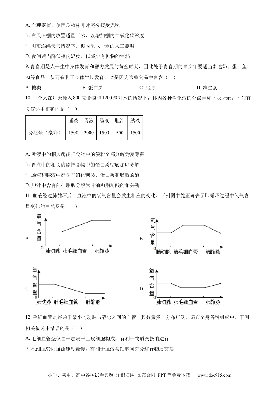 【中考历年真题】精品解析：2023年四川省眉山市中考生物真题（原卷版）.docx
