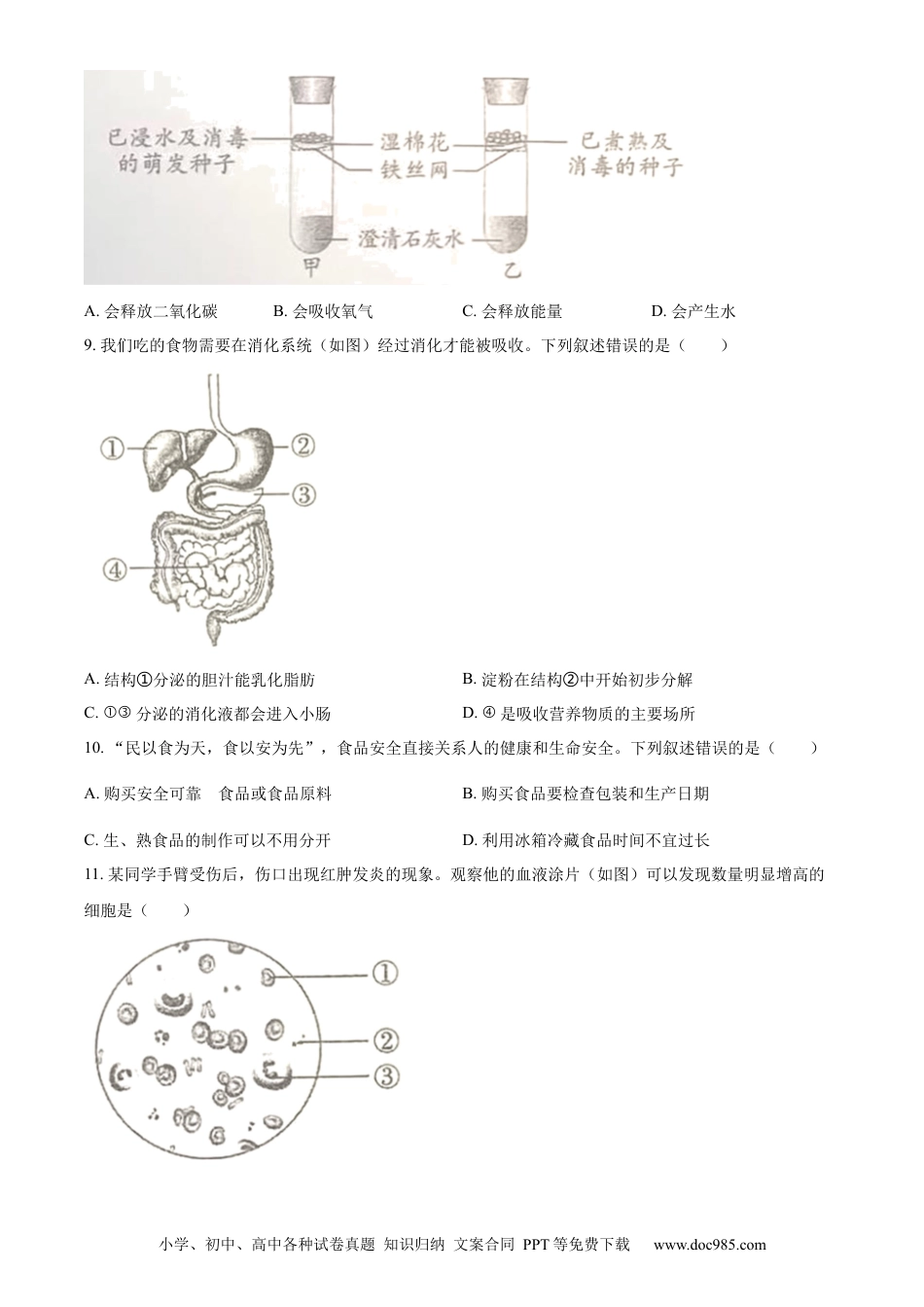 【中考历年真题】精品解析：2023年四川省成都市中考生物真题（原卷版）.docx
