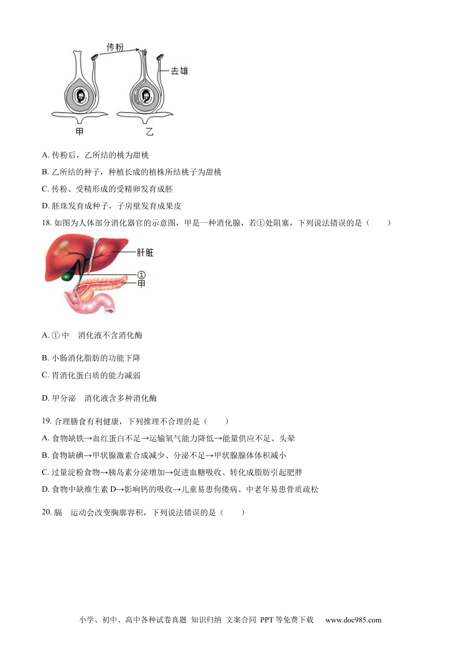 【中考历年真题】精品解析：2023年山东省日照市生物中考真题（原卷版）.docx